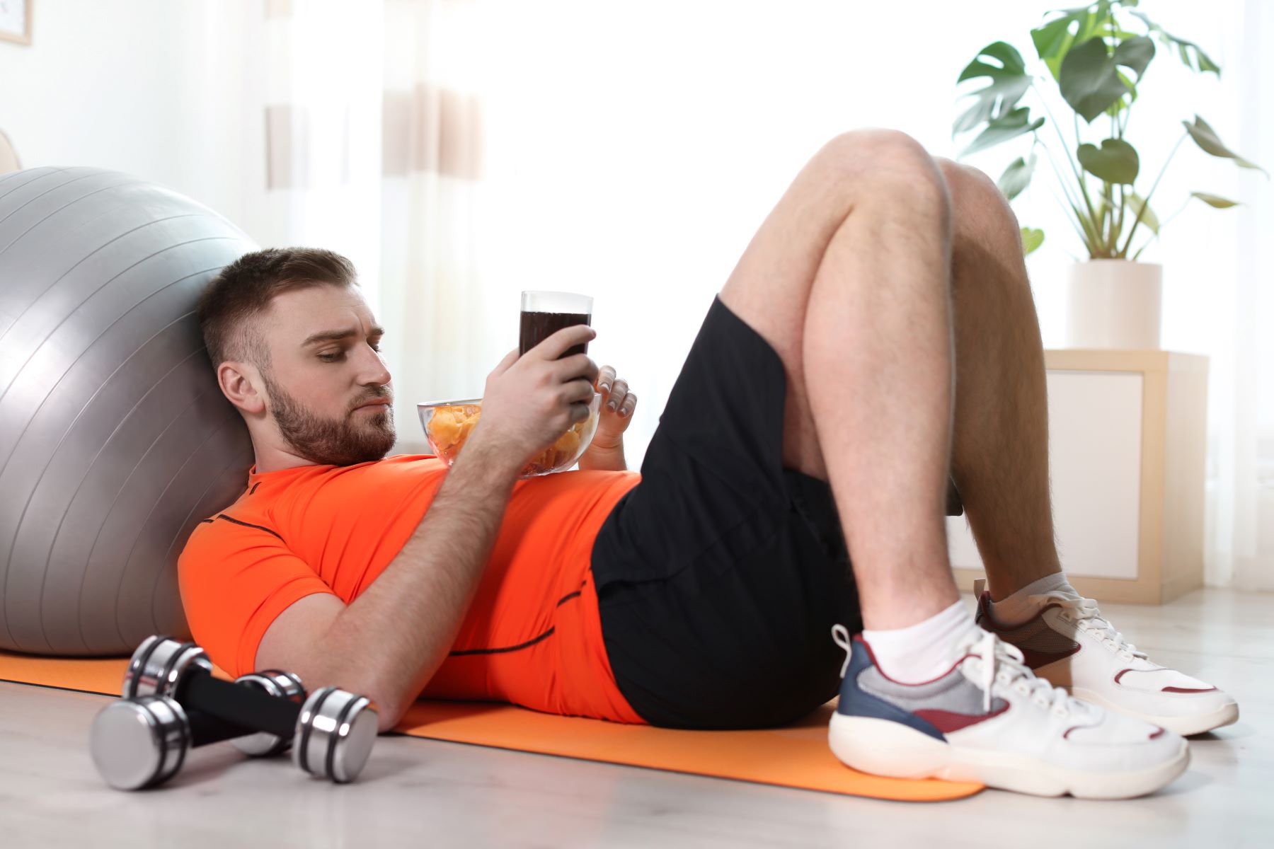 Man unmotivated to exercise